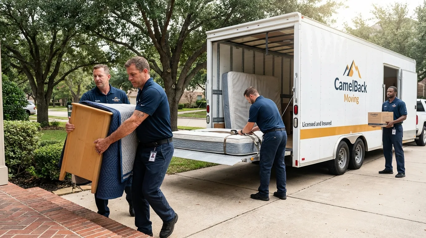 Crew loading residential truck for cross-state move from Tatamy, PA