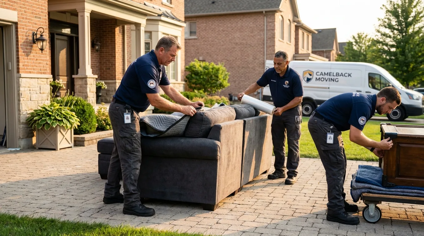 Large estate moving crew wrapping furniture in Tatamy, PA