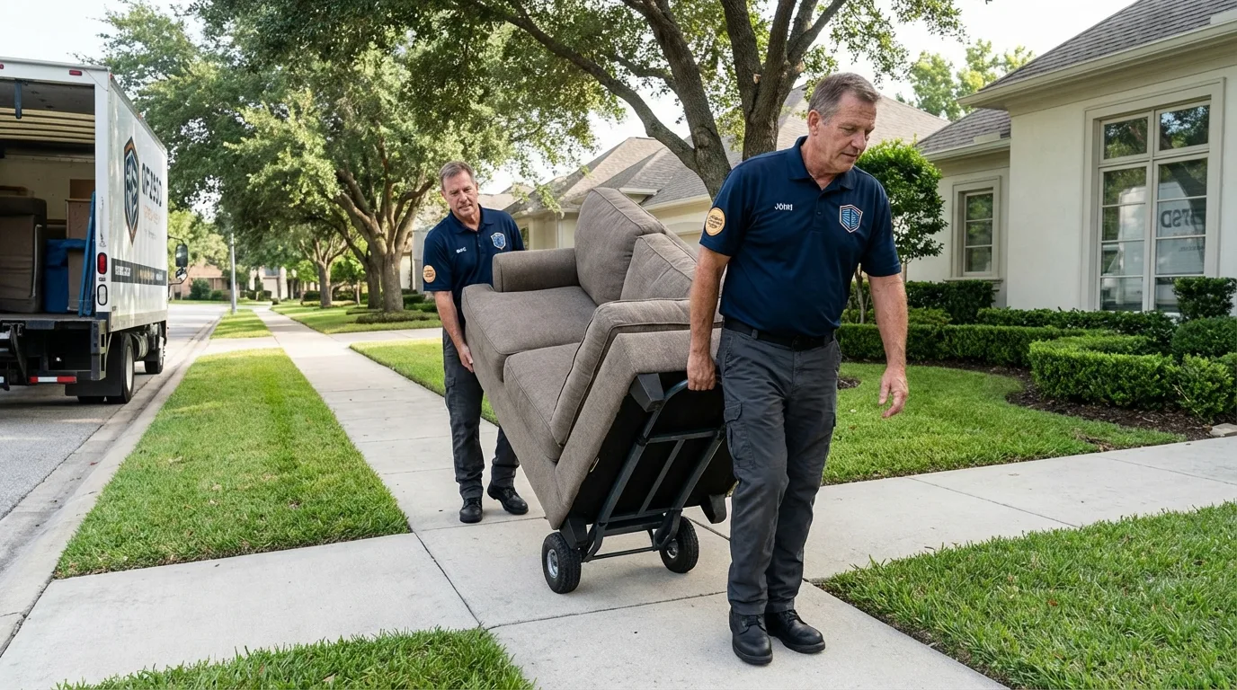 Local residential moving crew loading furniture in Tatamy, PA
