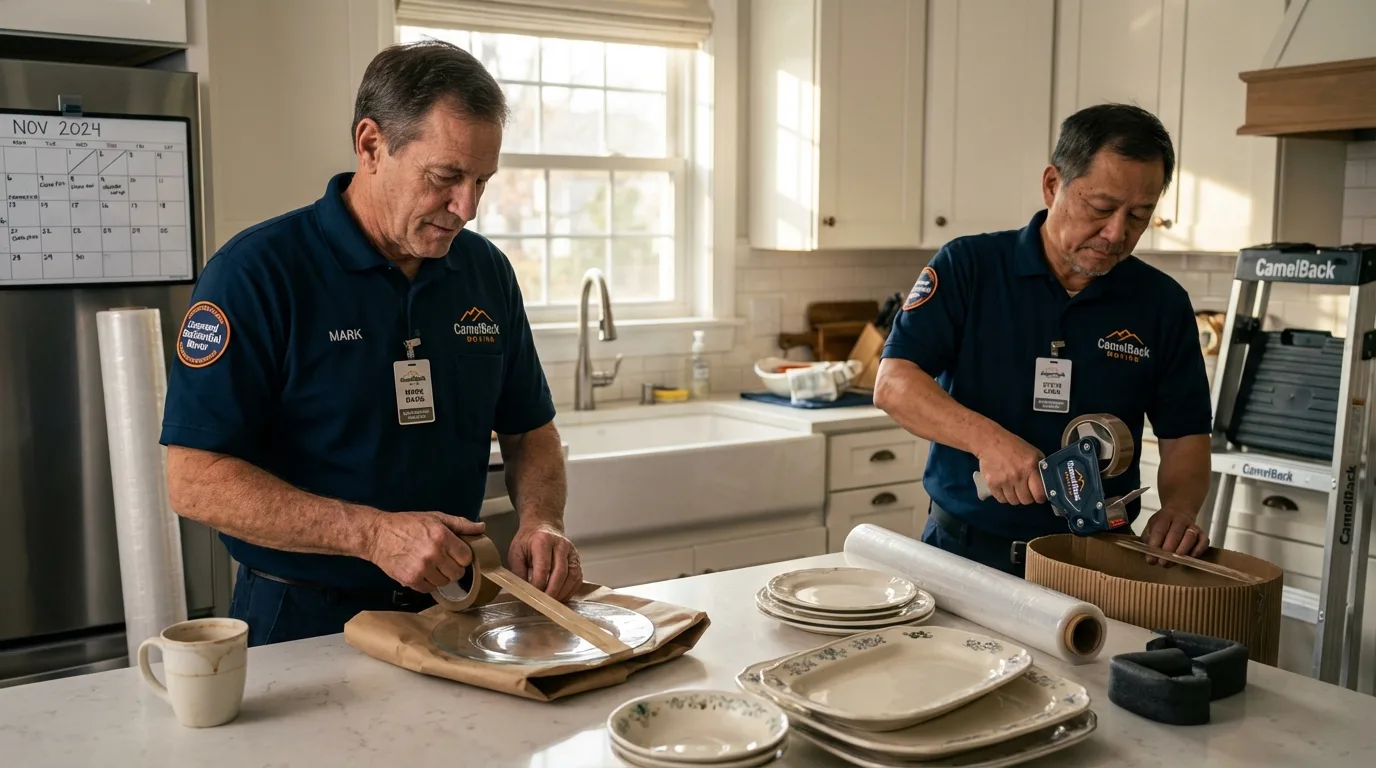 Professional crew packing kitchen dishware in Tatamy, PA